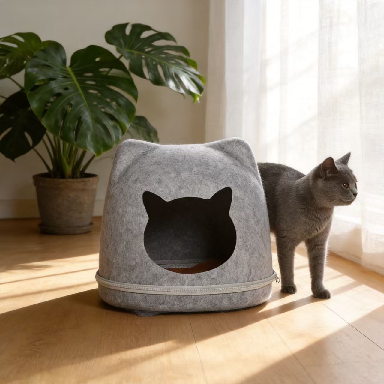 Домик для кошек Triol "Кошкин дом", цвет: серый, 34 x 43 x 34 см