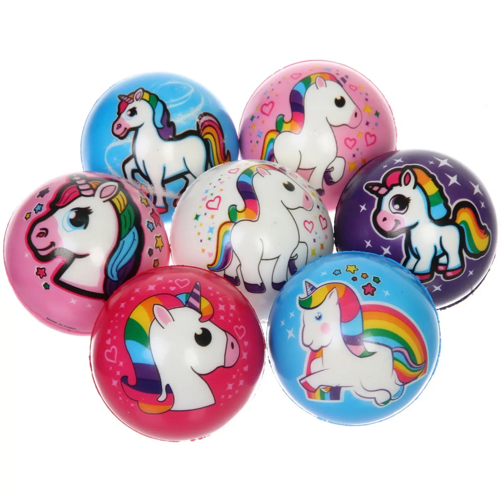Мяч антистресс «Единорог» 7,6 см, ПВХ, дизайн с радугой и звездами, разноцветный принт