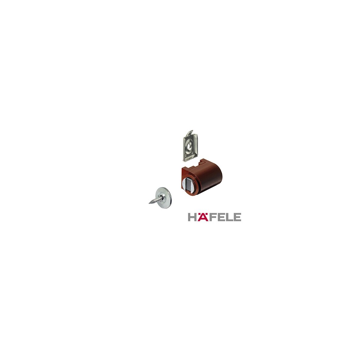 Магнитная защелка Hafele 246.09.131 коричневая накладная длина 30мм толщина двери 39мм
