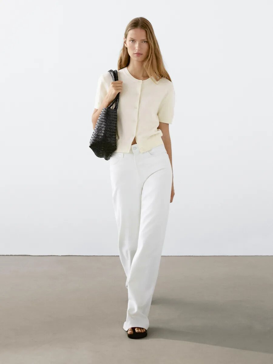 Кардиган Massimo Dutti, размер M, , кремовый