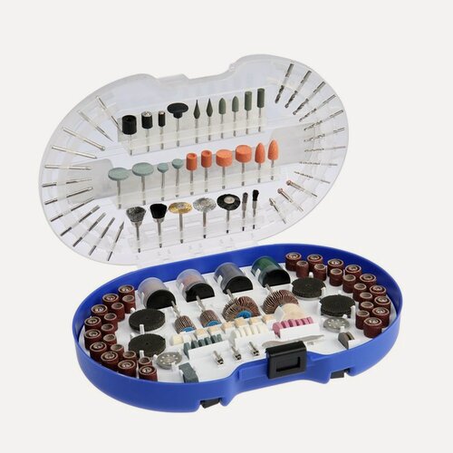 Изображение товара Набор мини-насадок для гравера тундра, круги, щетки, шарошки, диски, паста, 3.2 мм, 276 шт.