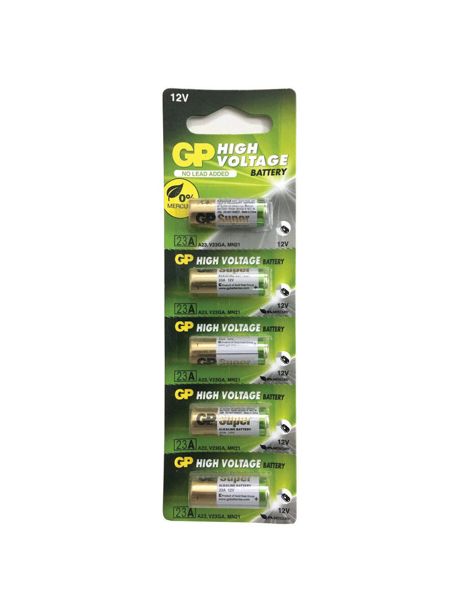 Батарейки GP High Voltage, 23AE, алкалиновая, для сигнализаций, 1 шт, в блистере (отрывной блок), 23AF-2C5, 5шт.