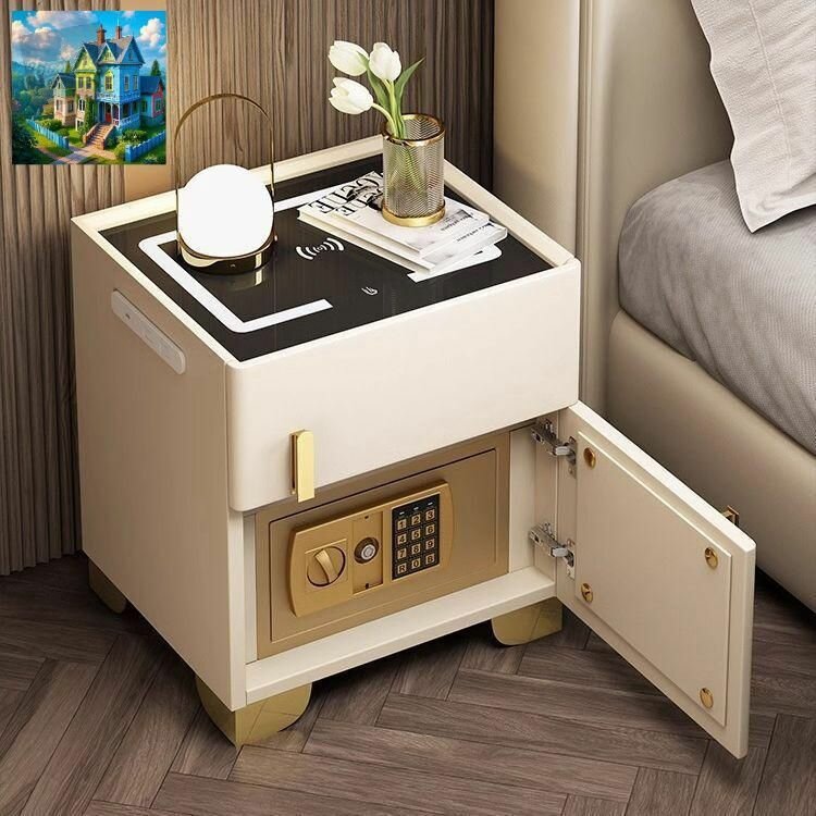 Умная прикроватная тумбочка с сейфом, беспроводной зарядкой, USB-портом, 35*40*50