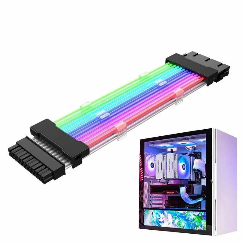 Комплект светодиодной неоновой подсветки с RGB-кабелями расширения, удлинительный кабель питания для вентилятора ARGB, комплект для материнской платы ATX 24-контактный PCI-E GPU 8-контактный