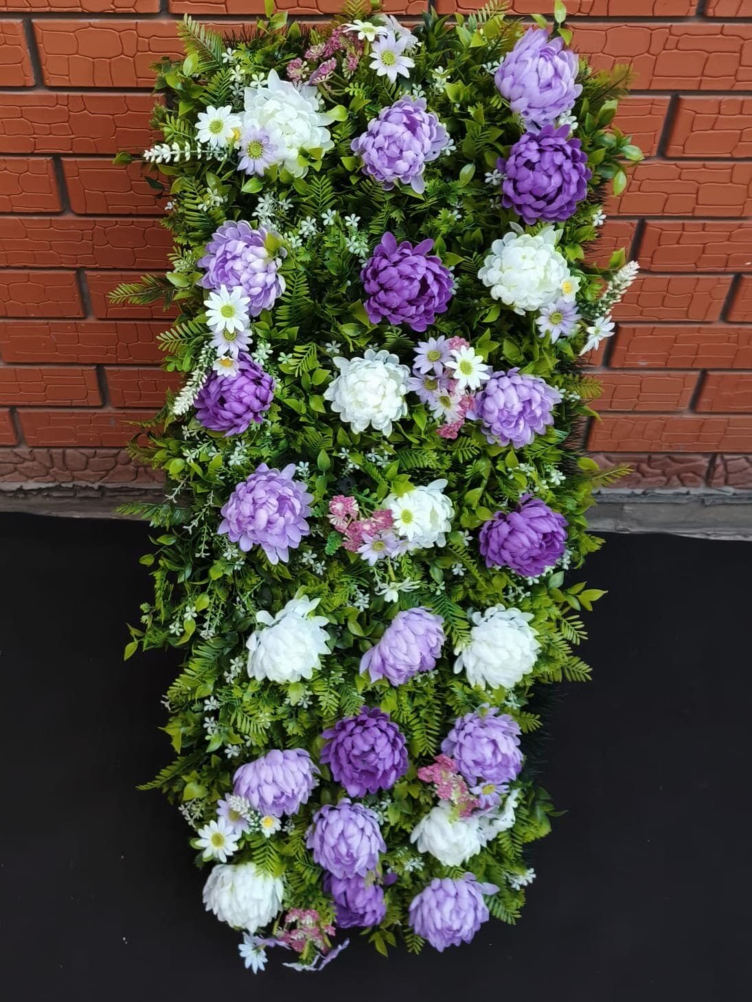 Траурный ковер "Хризантемы" искусственный 90х40 см ручная работа