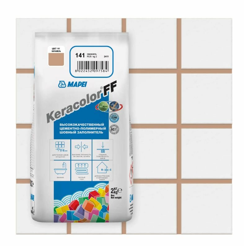 Затирка цементная Mapei Keracolor FF 141 цвет карамель 2 кг