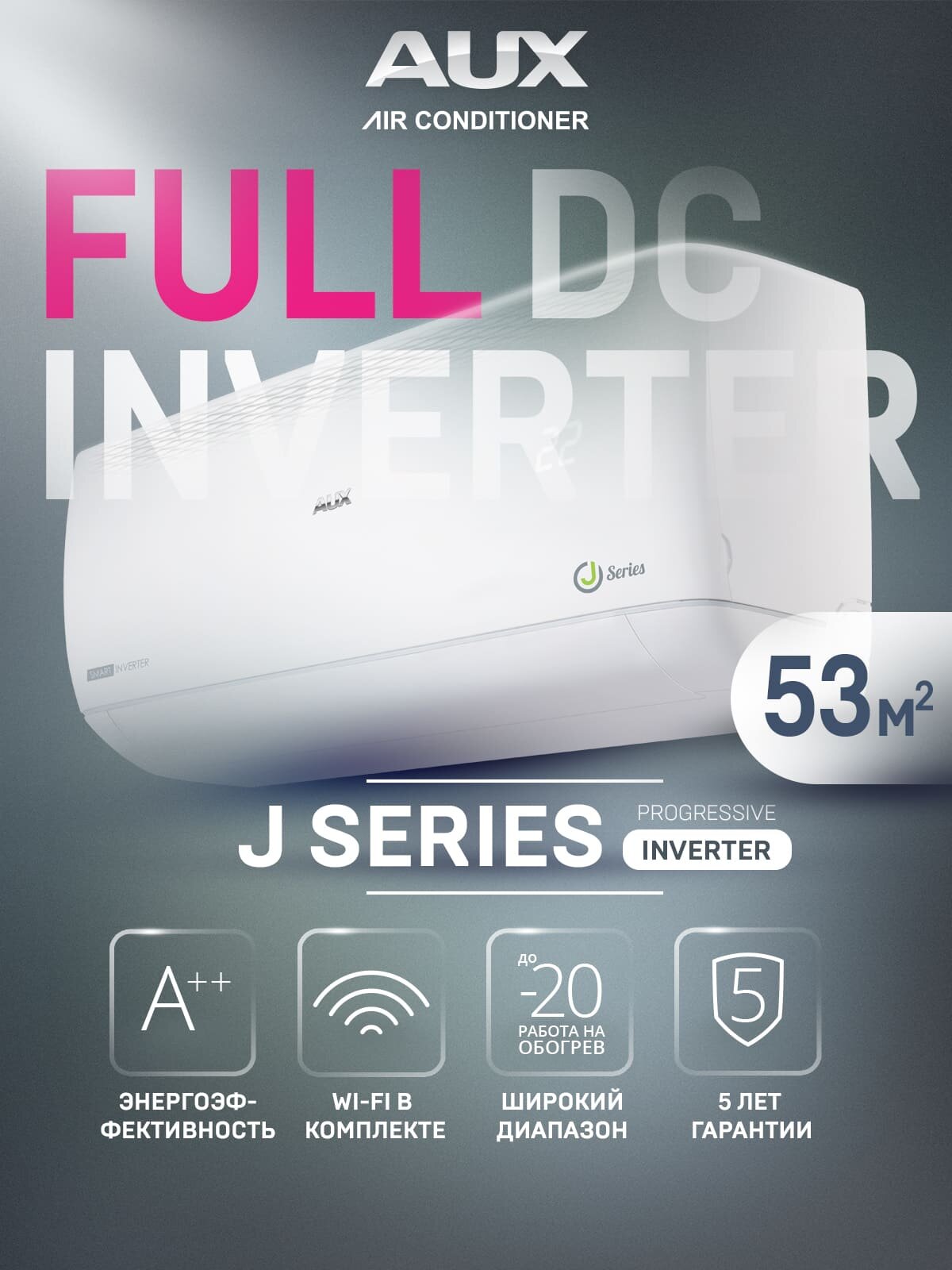 Настенная сплит-система AUX ASW-H18A4/JD-R2DI (v1) + AS-H18A4/JD-R2DI (v1), белый