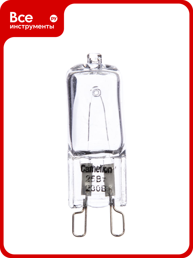 Прозрачная галогенная лампа без рефлектора G9 25W 220V 2000 часов Camelion 5845