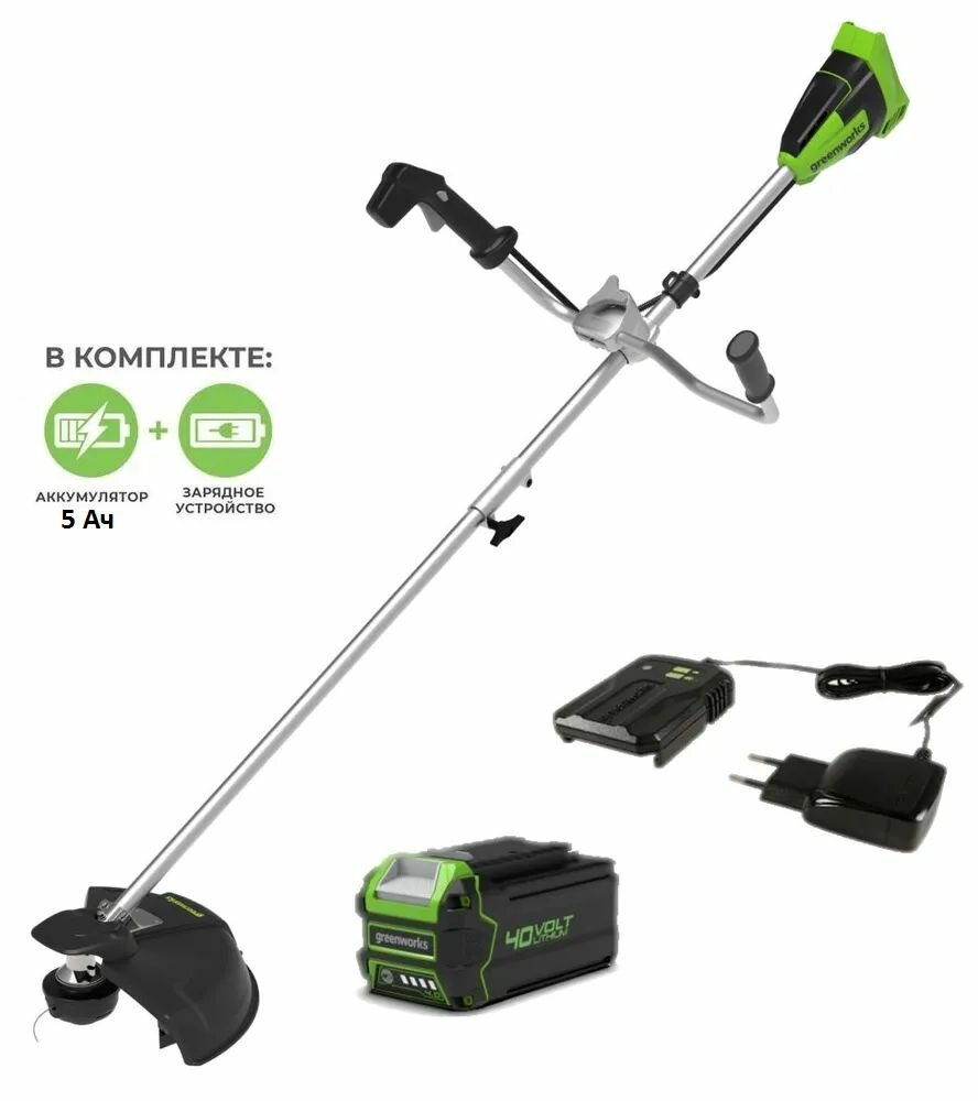 Без бренда Триммер аккумуляторный Greenworks 40V GD40BCB, б/щ (АКБ 5А/ч и ЗУ) 2105707UG