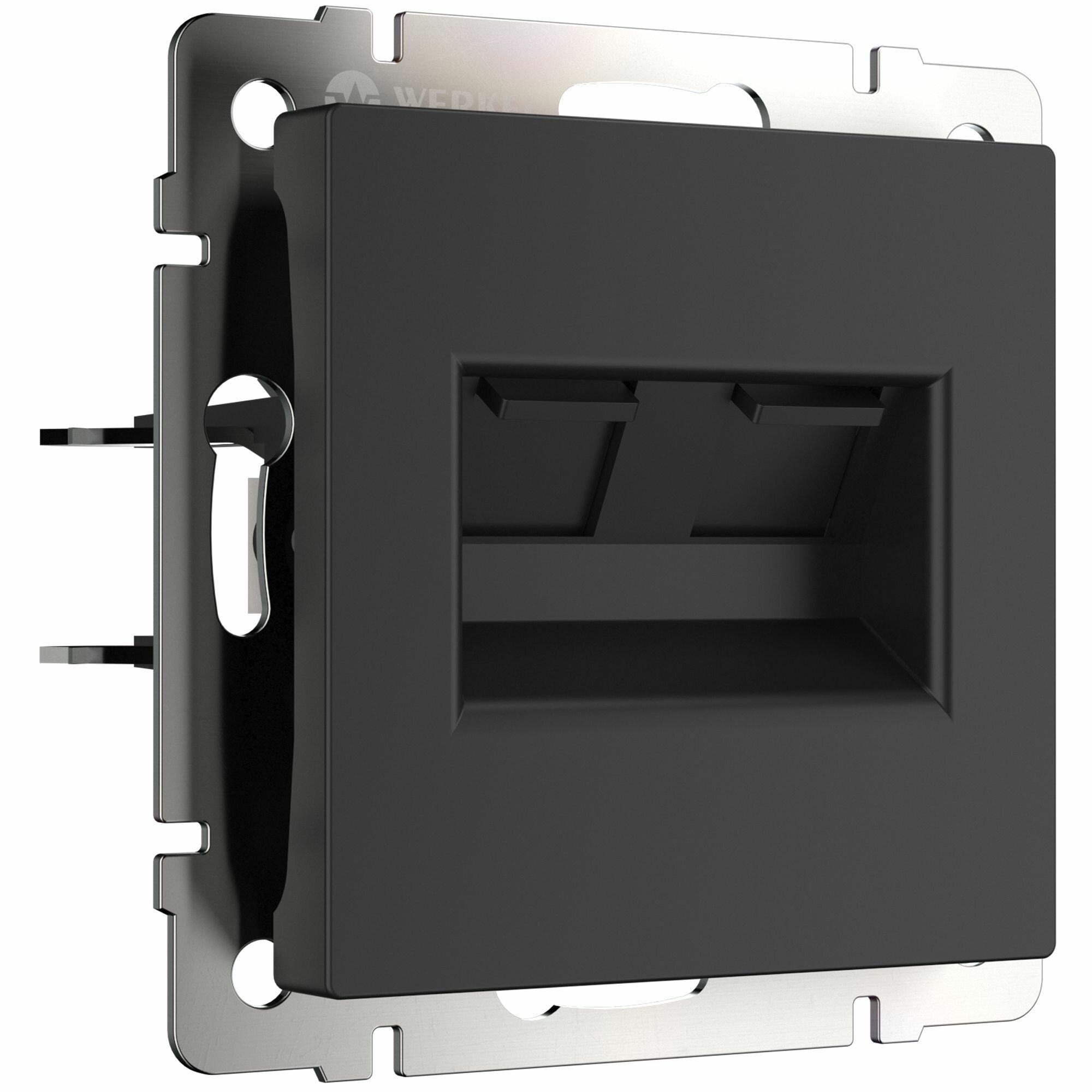Розетка С/У 2-я комп. RJ45+RJ45 Cat.5e (мех. с накл.) черная матов. WERKEL