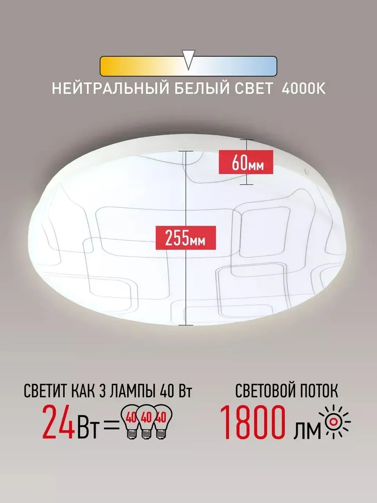Светильник потолочный светодиодный ЭРА SPB-6 Slim 2 24Вт 4000K — фото 1
