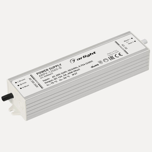 Изображение товара Блок питания ARPV-12060-B (12V, 5.0A, 60W) (Arlight, IP67 Металл, 3 года) 020006(1)