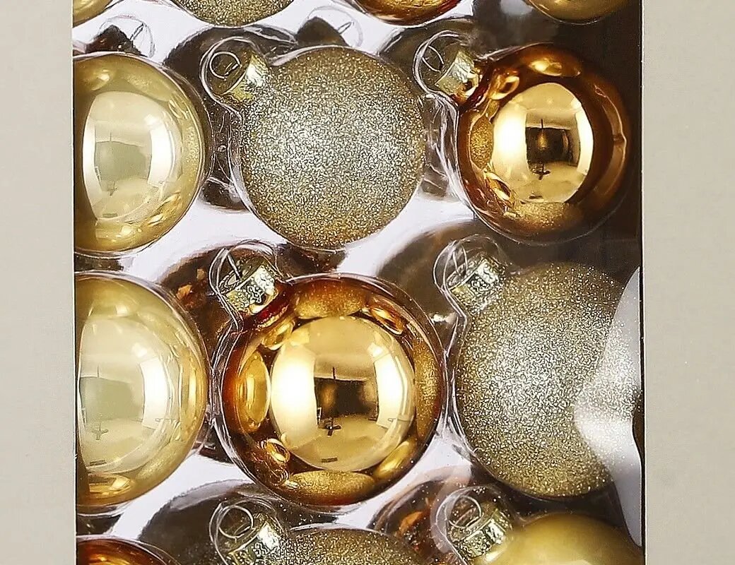 Набор стеклянных шаров брызги шампанского  7  6  5 см  26 шт  Triumph Tree