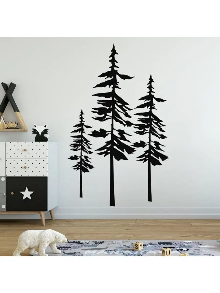 Наклейка на стену для декора интерьерная Ель Дерево виниловая