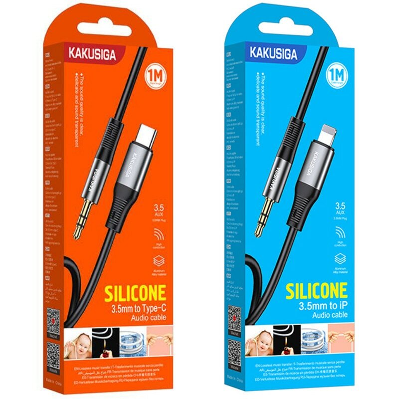 Кабель аудио Kakusiga, Type-C - AUX, Hi-Fi, 3,5мм, 1м, угловой, черный — фото 1