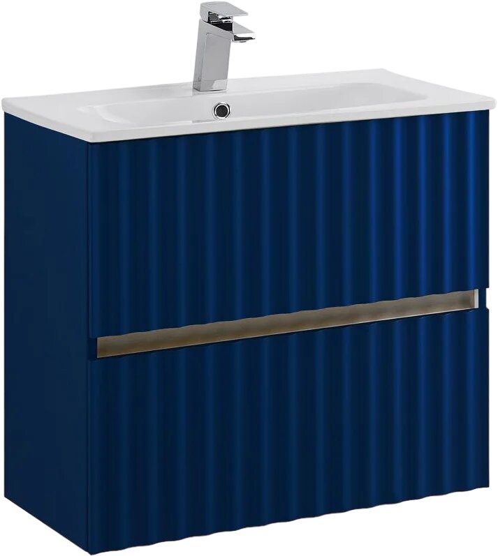 Тумба с раковиной Art&Max Elegant 60 подвесная 61 5 см с ящиками синяя прямоугольная в современном стиле из МДФ из фаянса