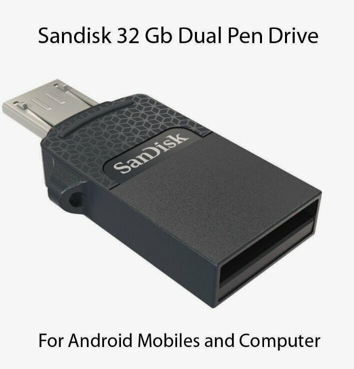 Портативный носитель флешка 2в1 Sandisk Dual drive 32Gb USB+ Micro usb