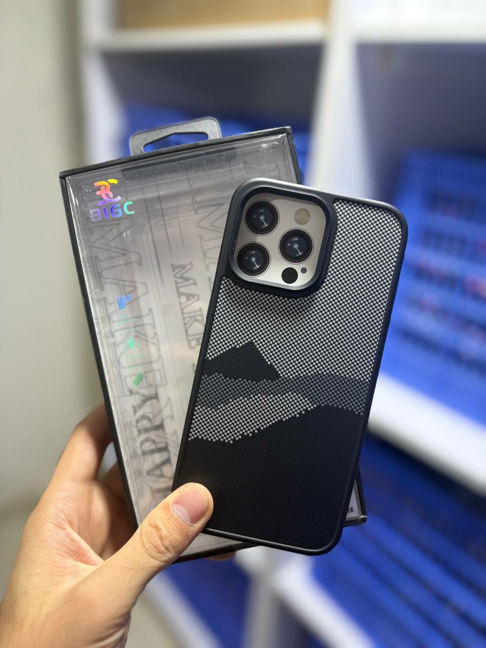 Оригинальный премиальный защитный чехол BigC с горным дизайном для iPhone 15 Pro Max