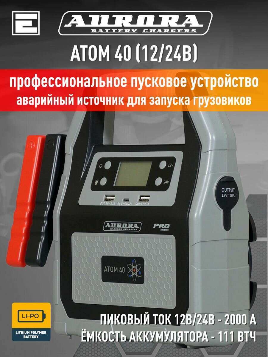 Пусковое устройство JUMP STARTER AURORA ATOM 40