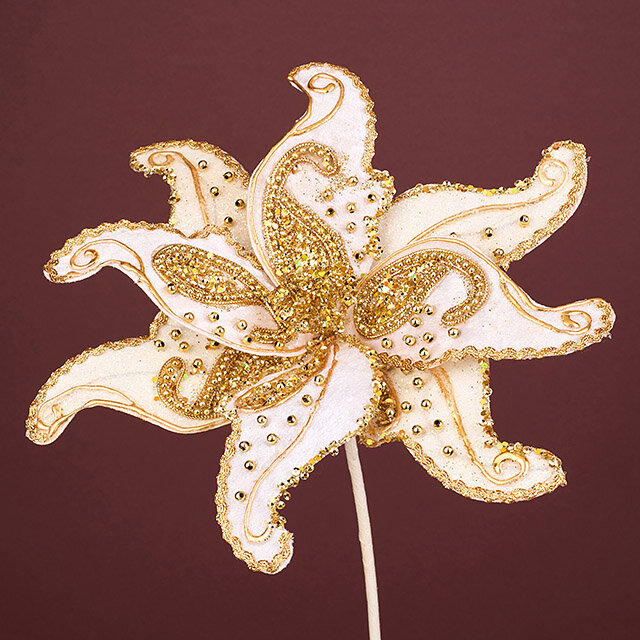 Искусственный цветок Paisley Oro Biano 23 см, Christmas Deluxe, 86655