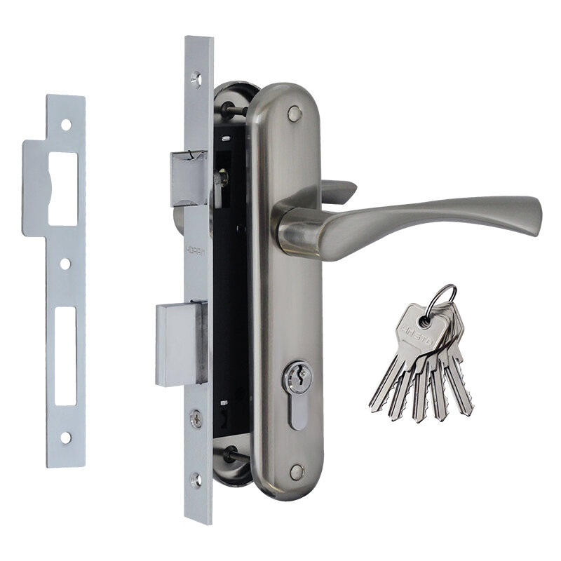 Замок врезной N100-70 Л матовый никель Нора-М 9248