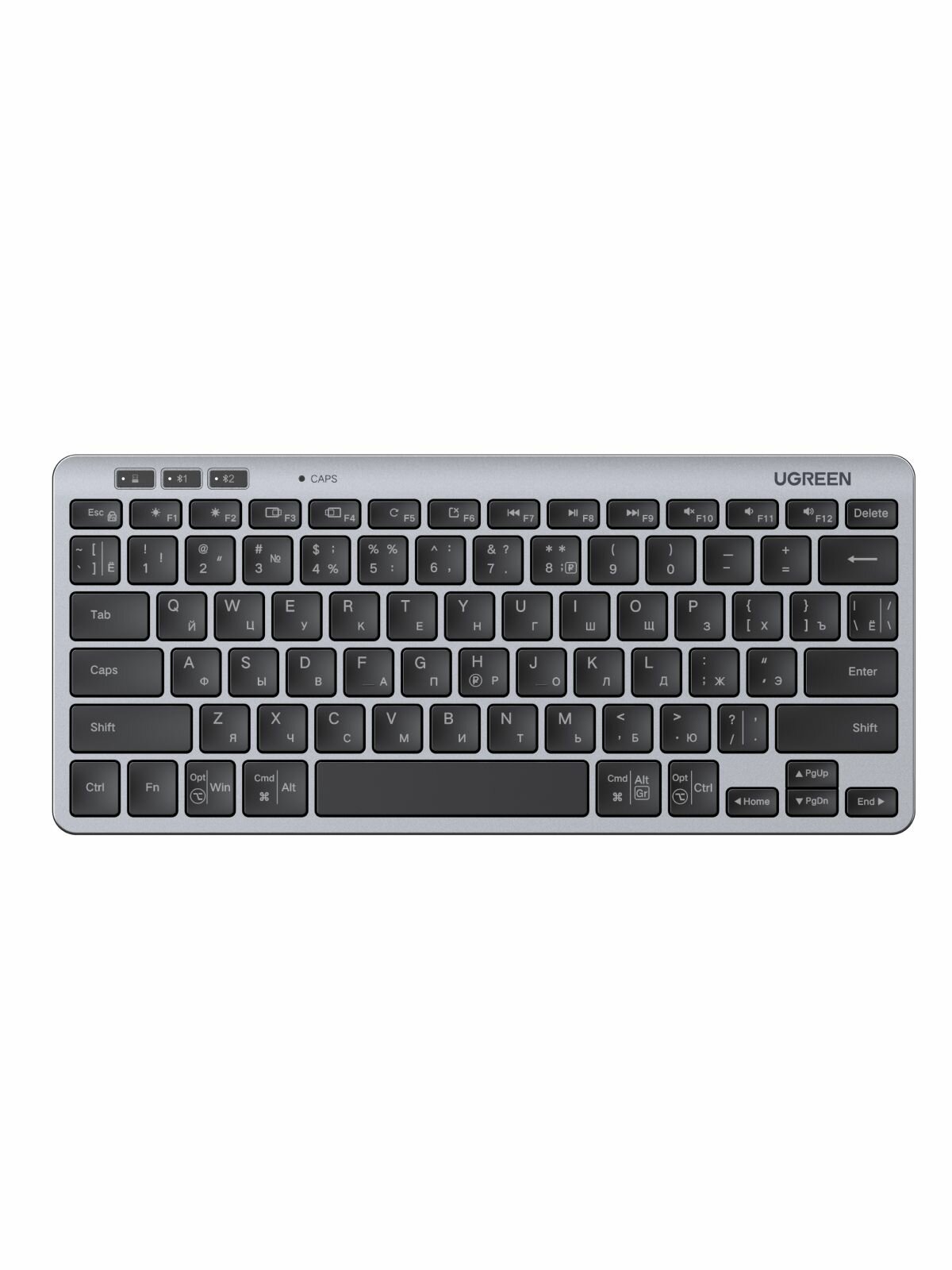 Беспроводная двухрежимная клавиатура UGREEN K551 (75049RU) Multi-Mode BT&2.4G Wireless Keyboard. Цвет: черный