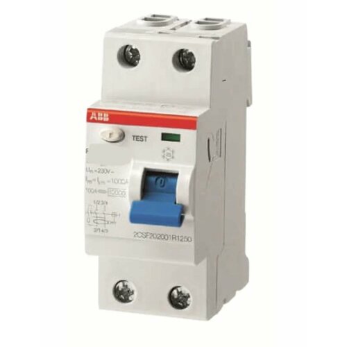 F202 A 40/100 Блок утечки тока 2-полюсный, 40A, 100mA, тип А (УЗО) ABB, 2CSF202101R2400