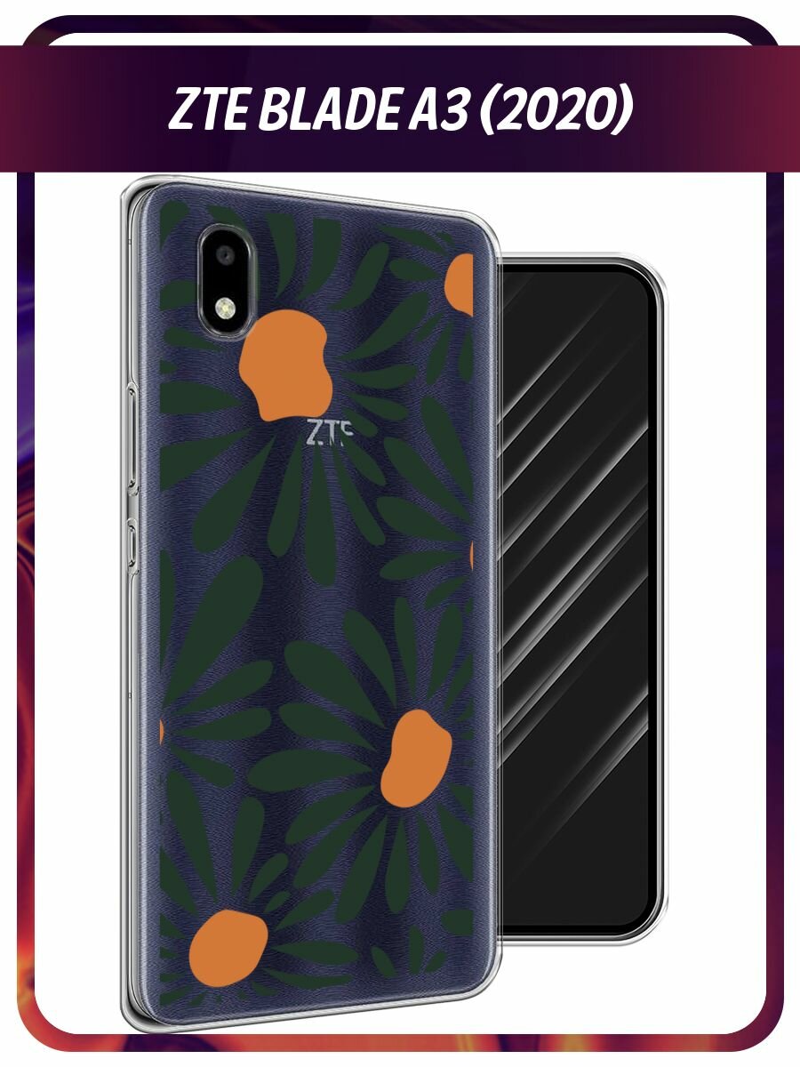 Чехол на ZTE Blade A3 (2020) / ЗТЕ Блейд А3 (2020) с принтом "Летние цветы рисунок", прозрачный