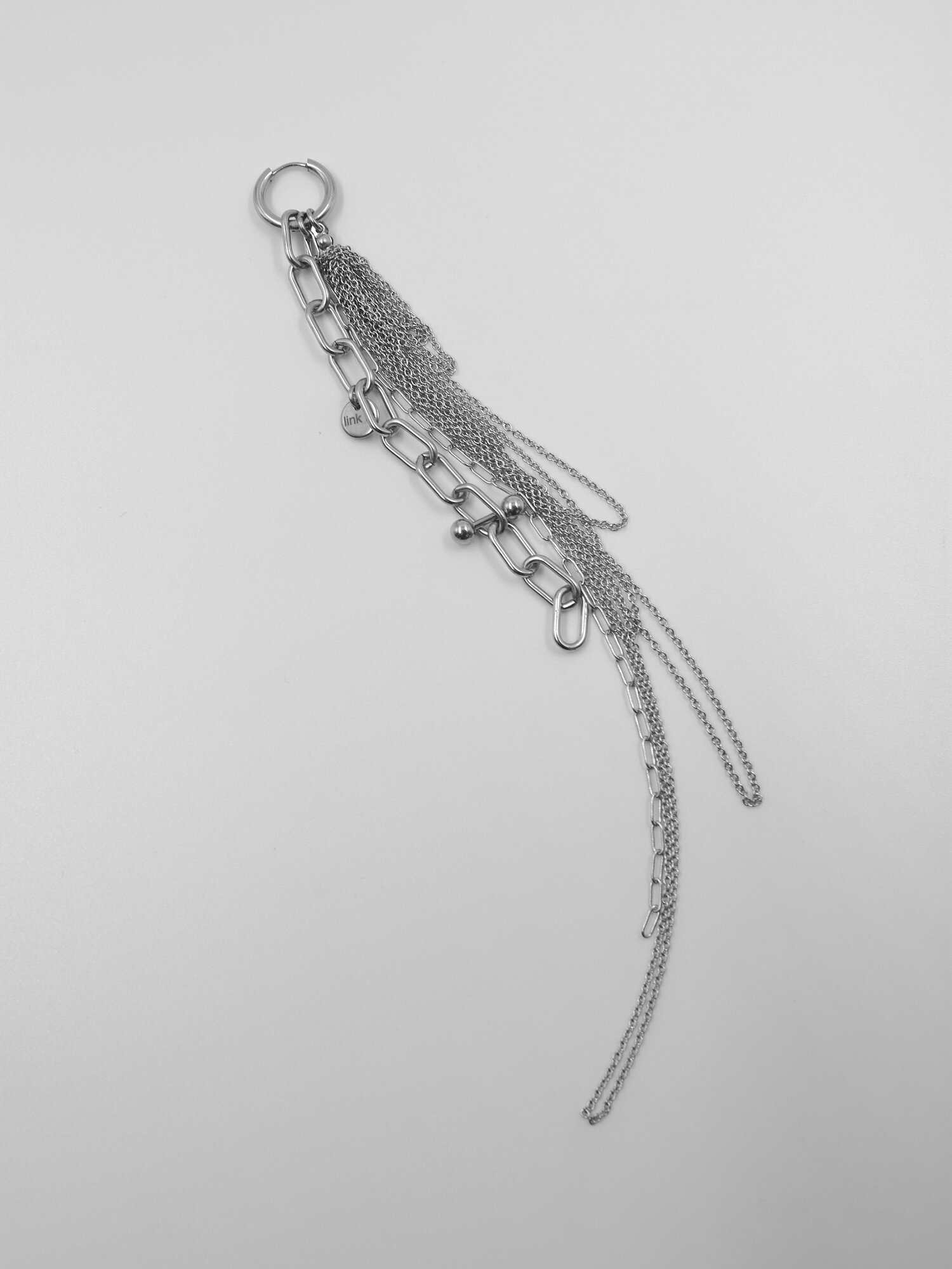Моносерьга link in, размер 220 мм, серебристый — фото 1