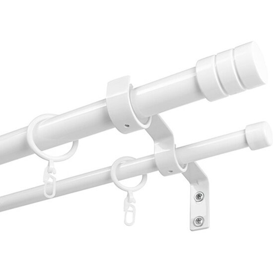 Карниз металлический раздвижной LM Decor Цилиндр 25/28 мм 2.0-3.6м 2-х рядный белый глянец