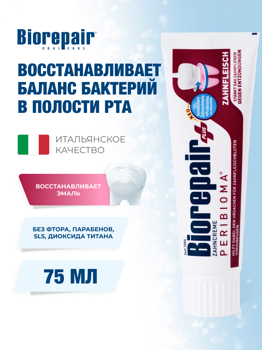 Зубная паста Biorepair Peribioma Plus Улучшенная формула для защиты десен, 75 мл