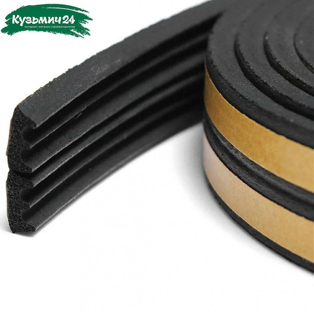 Уплотнитель самоклеющийся Kim Tec промышленный SD-51/4-профиль черный 4х15 мм на отрез от 1 м