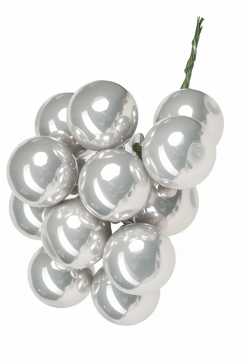 Гроздь стеклянных глянцевых шариков на проволоке, 12 шаров по 25 мм, цвет: туманное серебро, Winter Deco 2000678