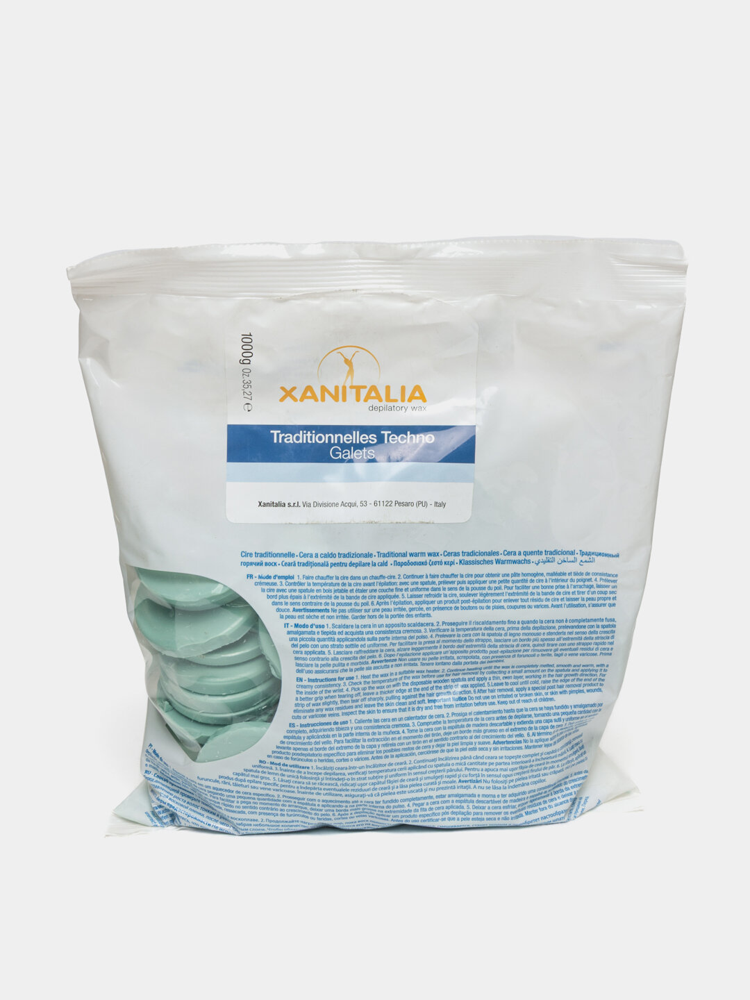 Воск для депиляции Xanitalia Film Wax Tablets, таблетки, гипоаллергенный, зеленый чай, Салатовый, 1000 г