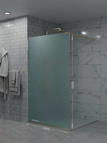 Изображение товара Душевая одиночная перегородка staklo 120x200 из обычного матового стекла бронза фурнитура