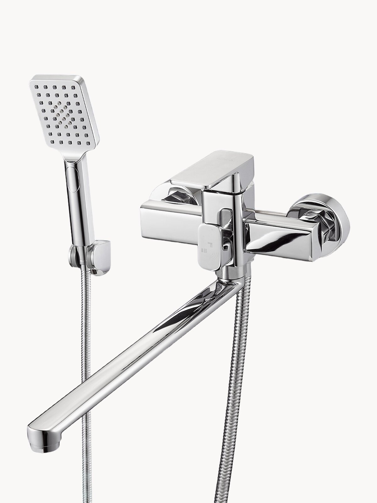 Смеситель для ванны с душем с длинным изливом, кран в ванную RICARDO R7036-1, цвет: хром