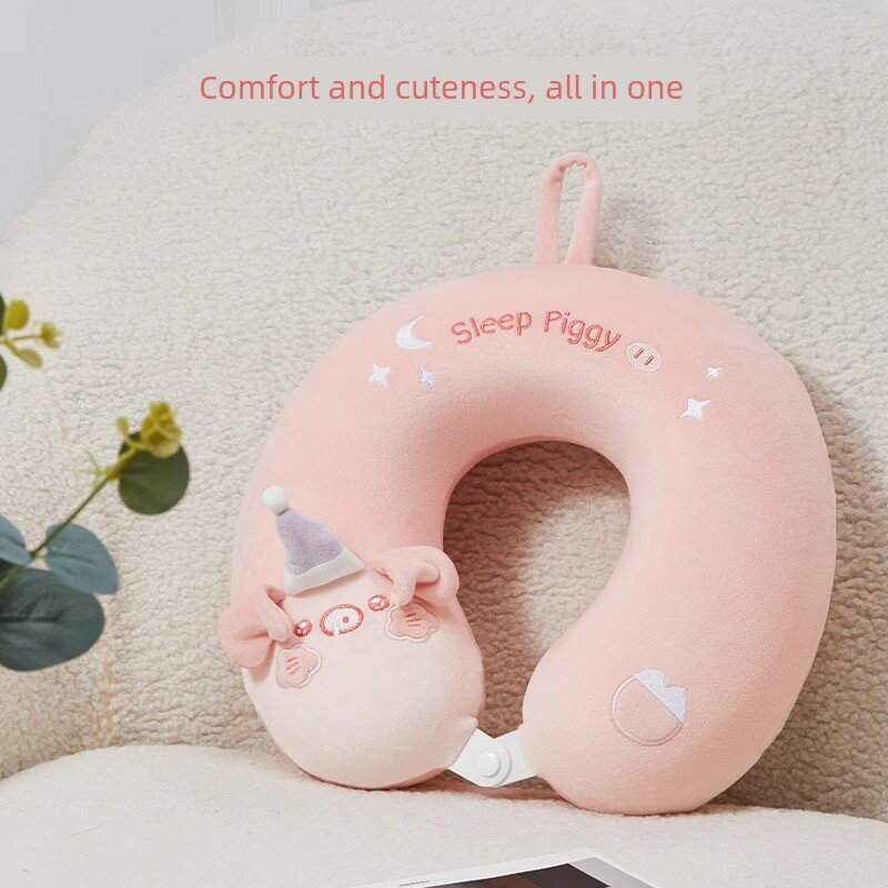 Подушка для шеи U-образная из пены с памятью формы Cloud Pig для путешествий, в офис, в самолет, для сна