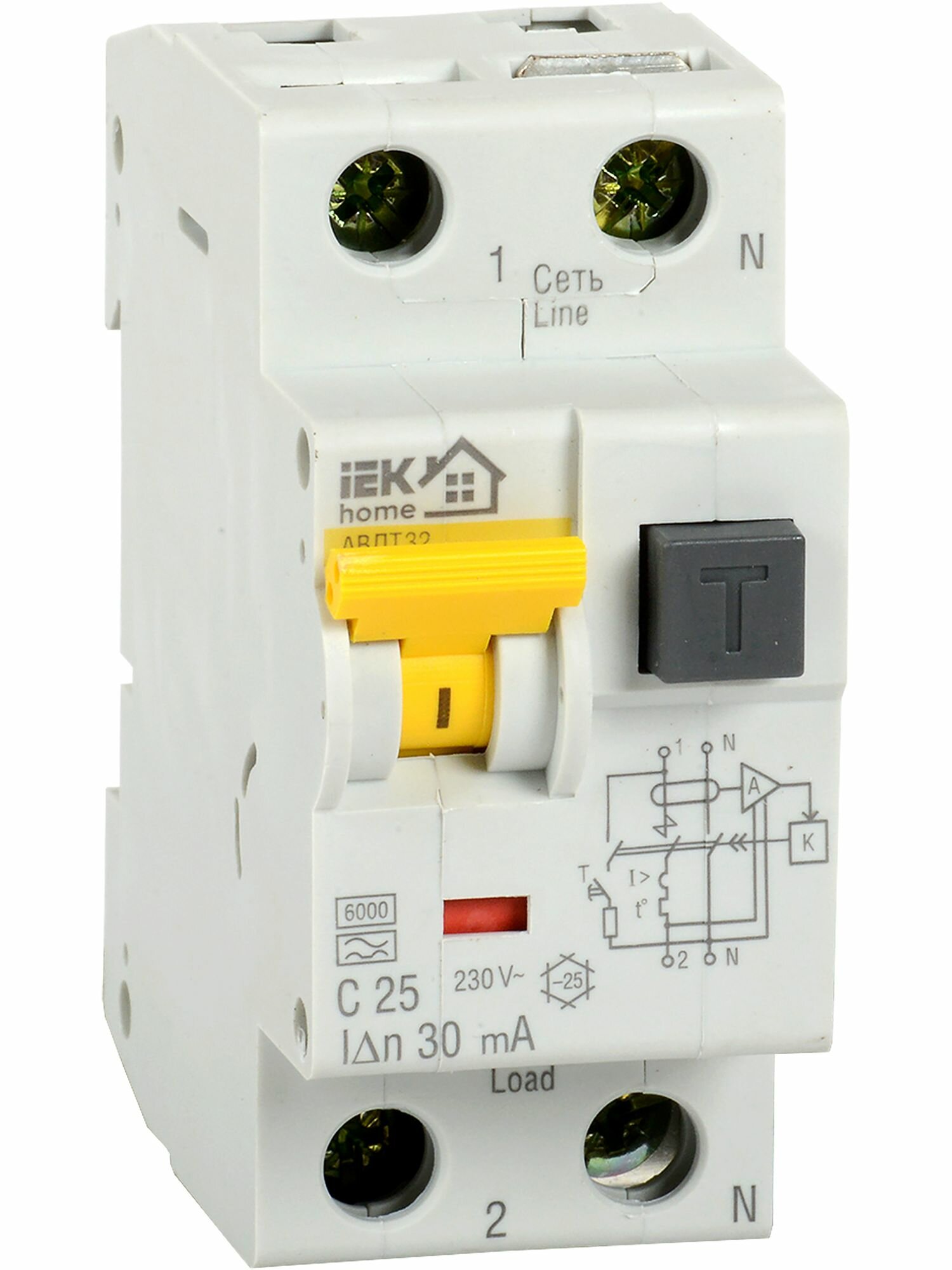 Дифференциальный автомат Iek Home АВДТ-32 1P N C20 A 30 мА 6 кА AC MAD22-5-020-C-30