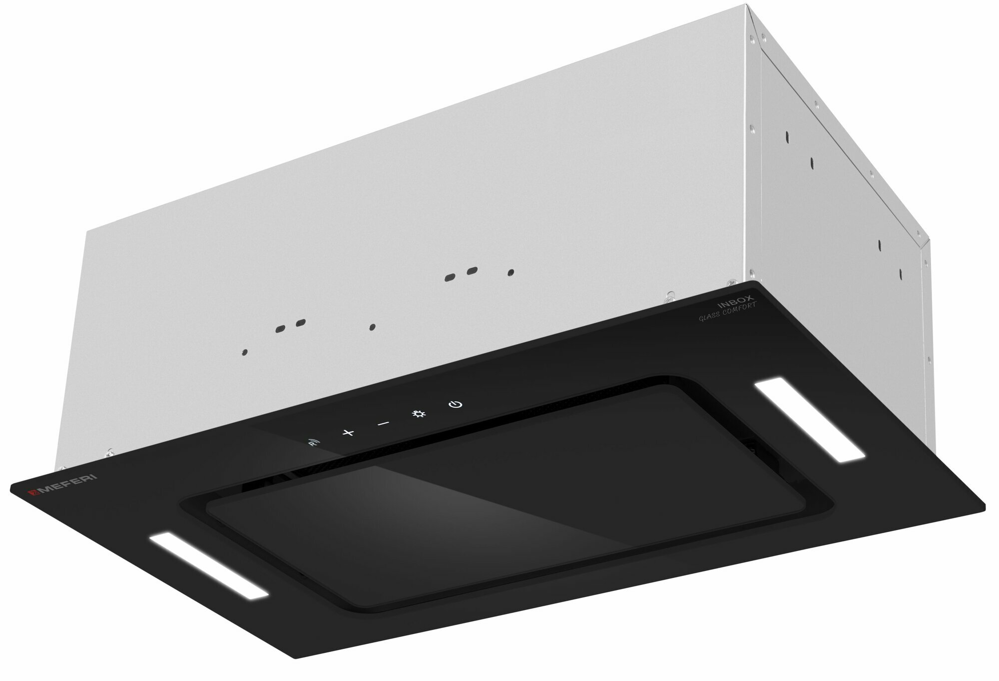 Вытяжка кухонная MEFERI INBOX52BK GLASS COMFORT на 52 см встраиваемая, черная, производительность 950 м3/ч, 3 скорости