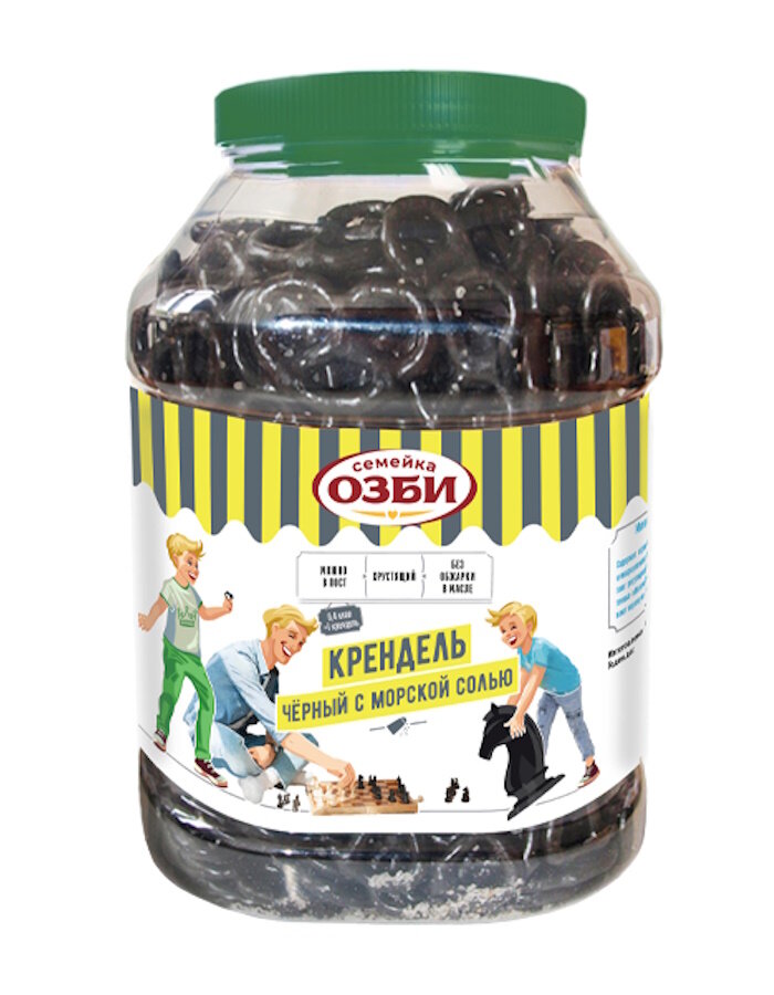Крендель "Семейка ОЗБИ", с морской солью, черный, банка-туба, 460 г