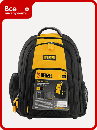 Изображение товара Рюкзак для инструмента Denzel 365x190x430 мм, 3 отделения, 26 карманов 90296