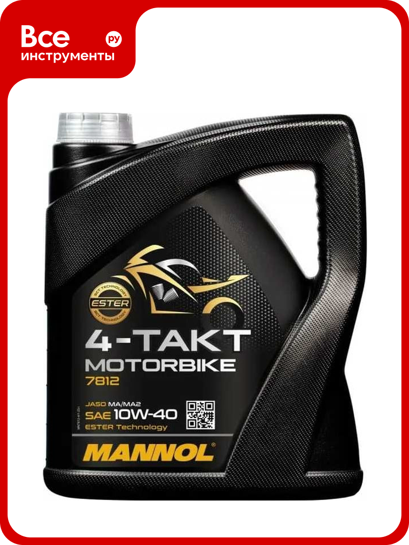 Масло синтетическое моторное 4-TAKT MOTORBIKE 10W-40 4 л для мотоциклов MANNOL 1963