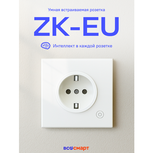 Умная встраиваемая Zigbee розетка Moes , модели ZK-EU, белая