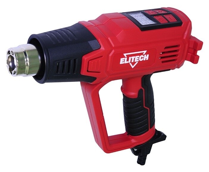 Строительный фен Elitech / Элитек ТВ 2060 C пистолетный с регулировкой температуры в кейсе красный 50-600°С 550л/мин 240×70×200мм 2000Вт / инструменты