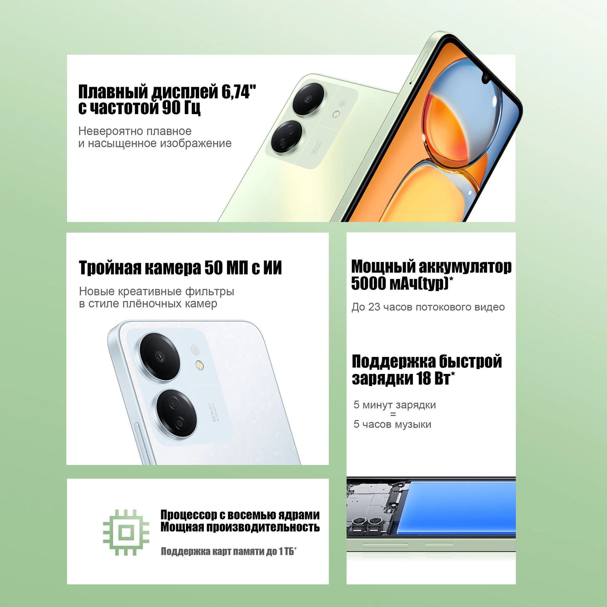 Смартфон Xiaomi Redmi 13C 8/256 ГБ android, Dual nano SIM, черный — фото 1