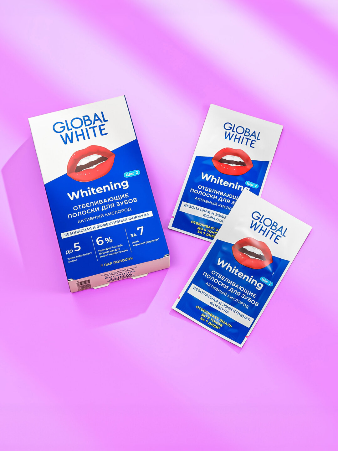Полоски для отбеливания GLOBAL WHITE "Teeth Whitening", 1 САШЕ