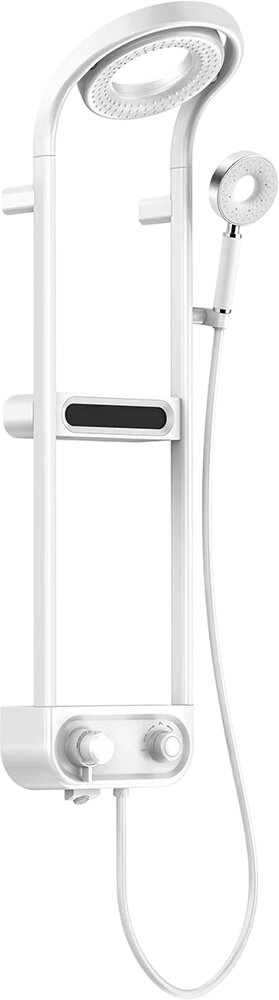 Душевая стойка AQUAme AQM8004W с тропическим душем со смесителем с изливом латунная белая с лейкой матовая