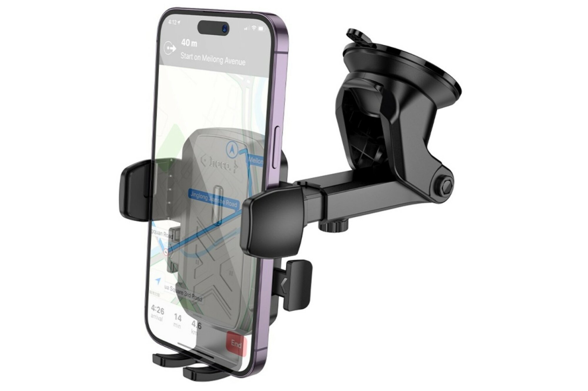 Держатель автомобильный HOCO H65 на панель, на лобовое стекло, раздвижной для смартфона и прочих мобильных устройств.
