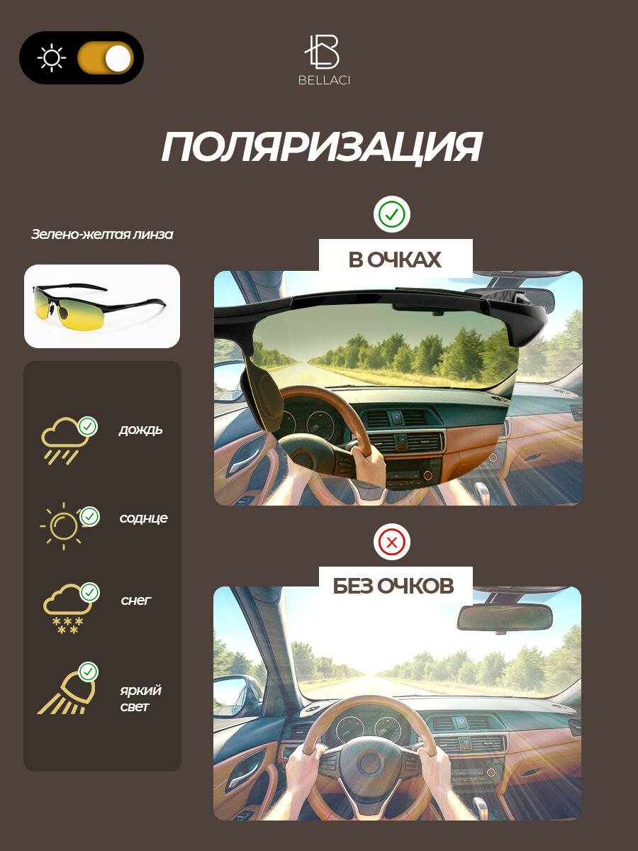 Солнцезащитные очки HomDoctor, черный, зеленый — фото 1