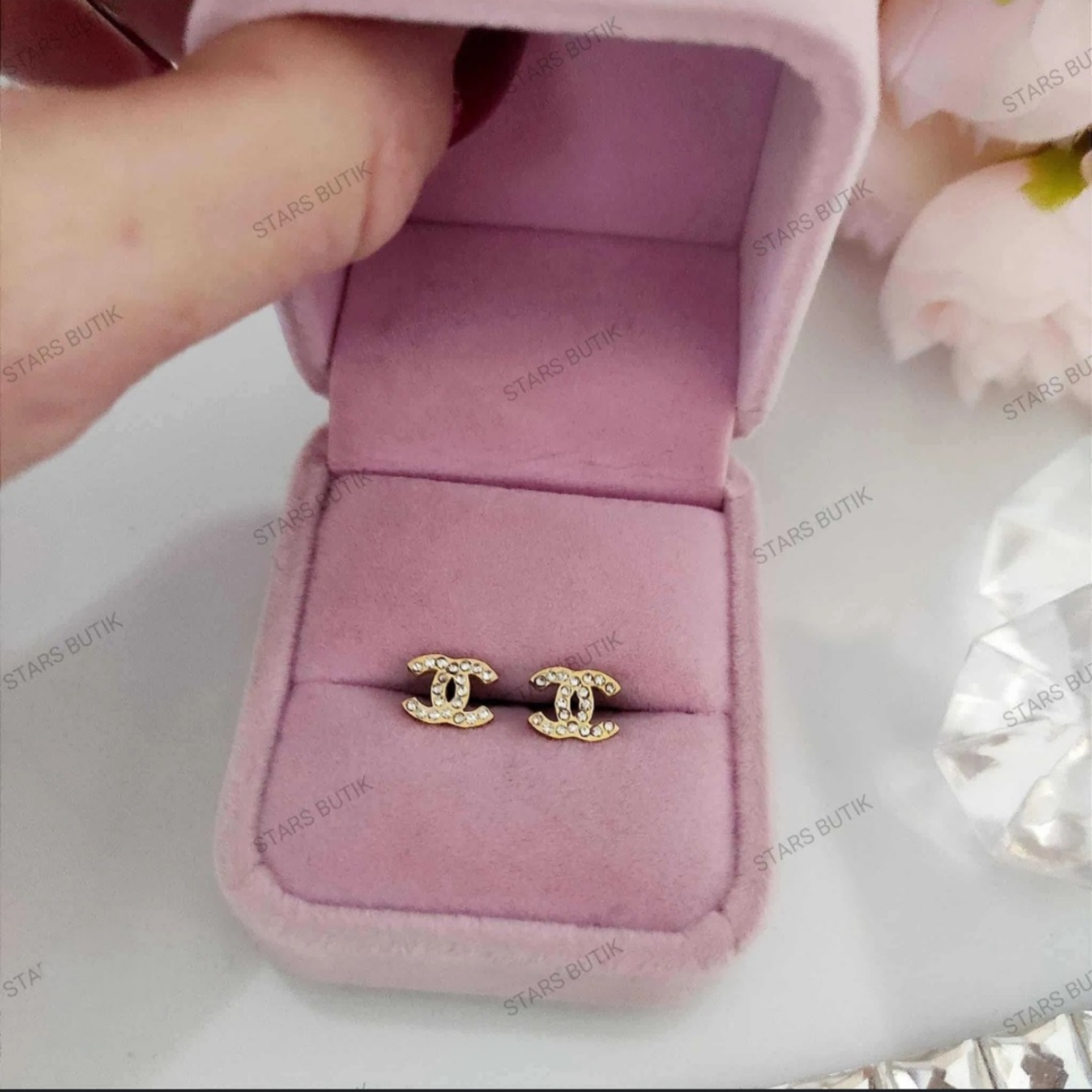 Моносерьга, азурит, FJ1129ETU золотистый/серебристый — фото 1